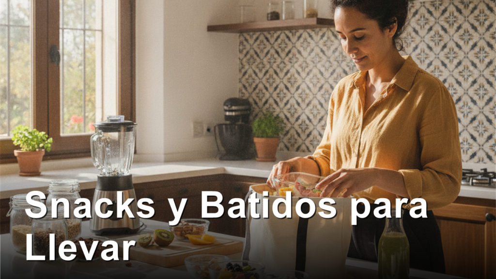 Healthy snacks and smoothies packed for work in Spain
