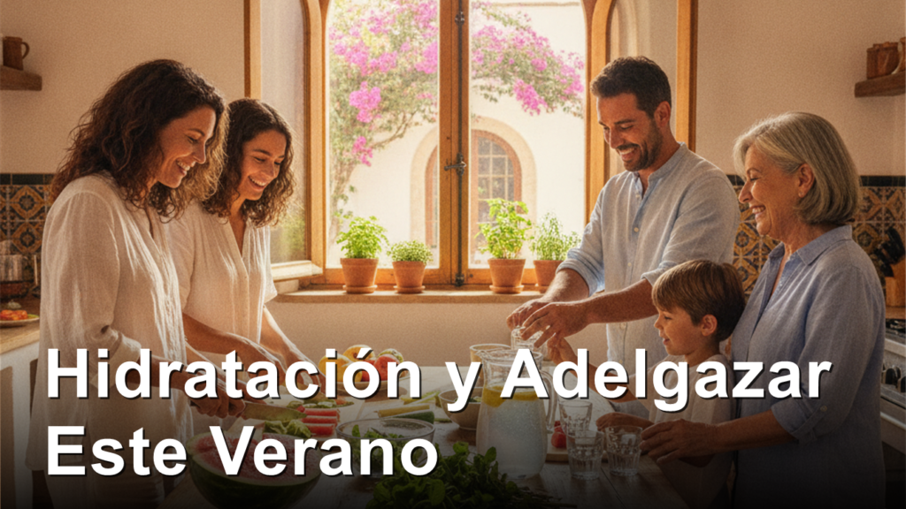 Familia preparando comida saludable de verano en casa