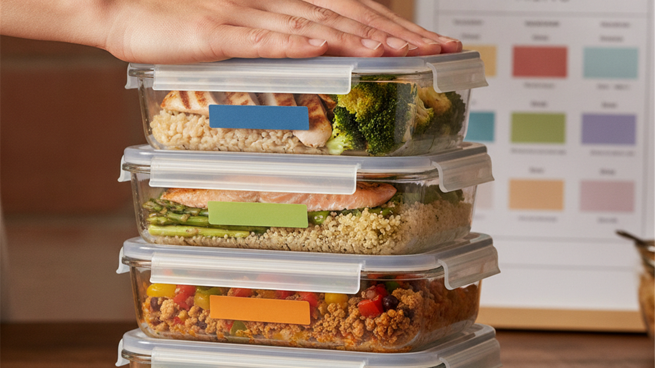 tuppers sellados con comidas equilibradas