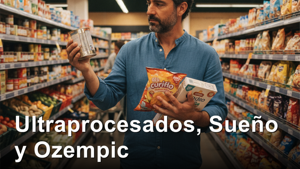 Hombre comparando alimentos en el supermercado