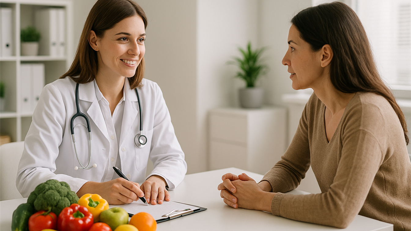 Nutricionista consultando plan alimentación saludable