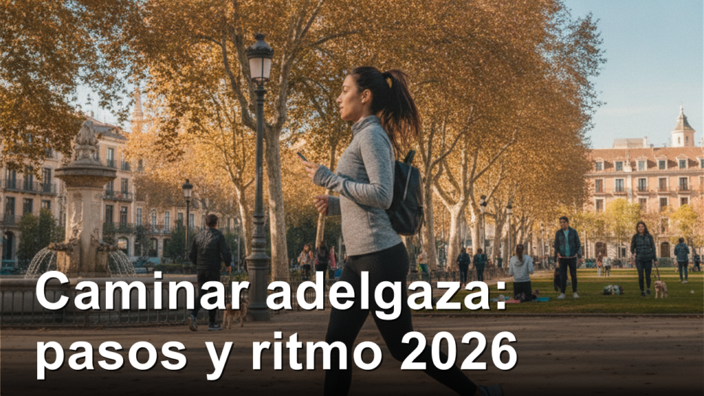 Mujer caminando en parque espanol para adelgazar