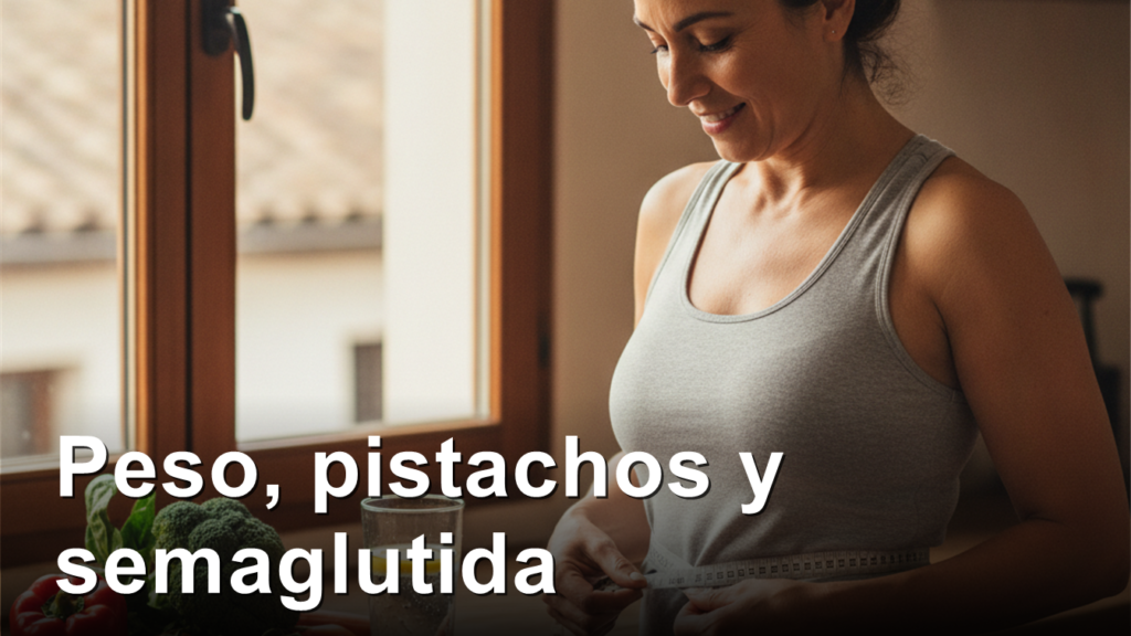 Mujer midiendo su cintura junto a verduras frescas