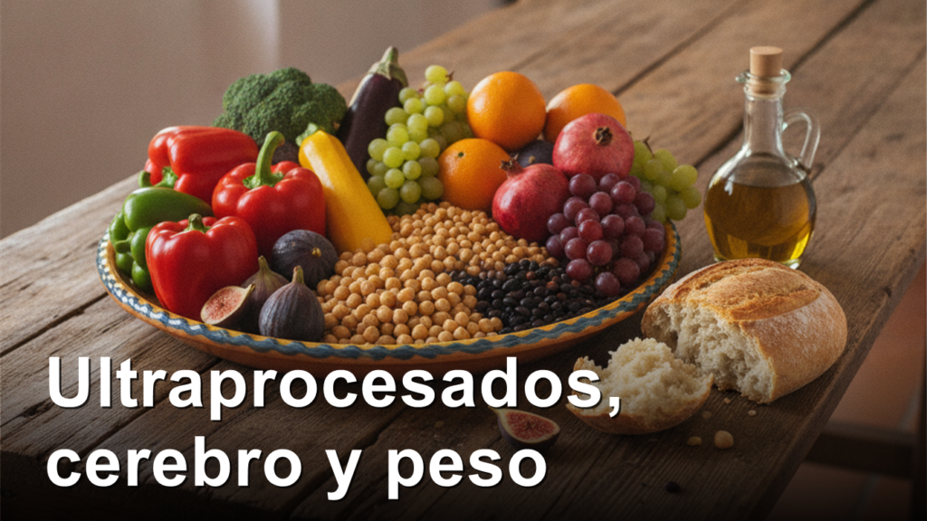 Mesa de cocina espanola con verduras, legumbres, fruta y aceite de oliva