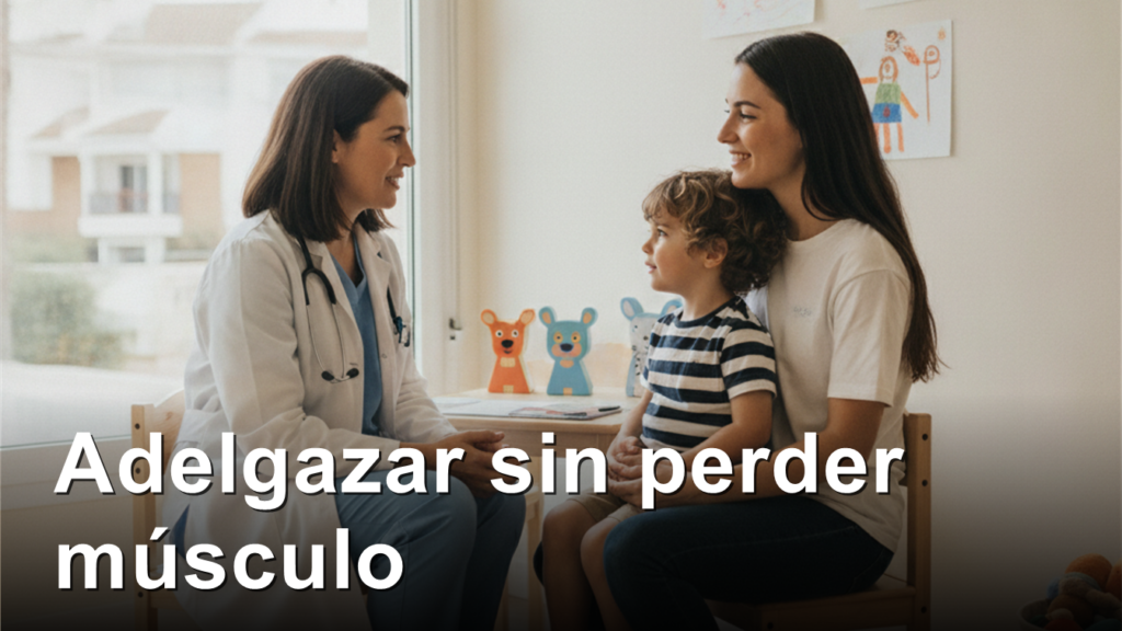 Pediatra hablando con una madre y su hijo en una consulta